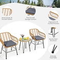 thumbnail image 2 of Aimee Lii 3 Pieces Rattan Furniture Set with Cushioned Chair Table, Outdoor Patio Furniture, Gray, 2 of 8