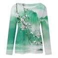 thumbnail image 4 of Longues T-shirts à Manches Col Rond pour Femmes Hauts Tunique Imprimée Florale Tendance Hauts Décontractés Amples Confortables Chandails en Molleton Blouses, 4 of 5