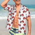 thumbnail image 7 of Gukieu Red Wheeled Tractors Print Men's Short-sleeved Shirts, Button-down Lapel Hawaiian Shirts, T-shirts, Beach Vacation Summer Casual Wear,Large, 7 of 7