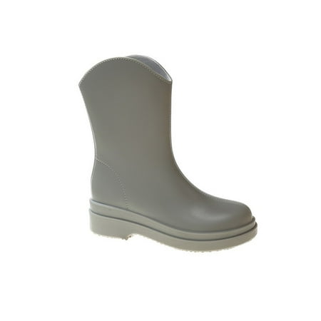 

UKAP Women s Work Shoe Waterptoof Rubber Boot Mid Calf Rain Boots Pull On Rainboot Ladies Garden Shoes Platform Non-slip Gray 6.5