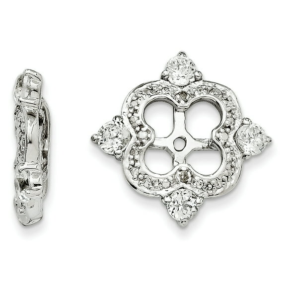 Sterling Silver Rhodium Diam. & White Topaz Earring Jacket QJ136APR
