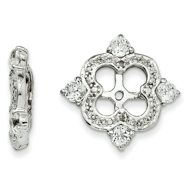 Sterling Silver Rhodium Diam. & White Topaz Earring Jacket QJ136APR