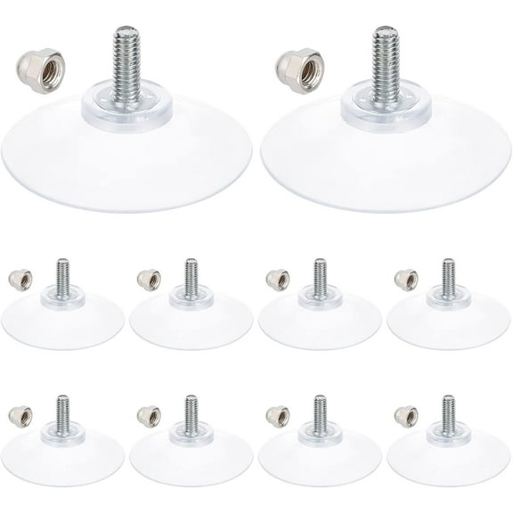 12 Sets License Plate Suction Cups Hooks Clear 2.1" Silicone Transparent PVC Suctions Cup Holders Pads Sucker Bathroom Kitchen Shelf Accessories with M6 Cap Nut for Shade Glass DIY DIY
