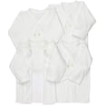 thumbnail image 3 of ToBeInStyle Baby's 4-Pack Long Sleeve Ultra-Soft Cotton Kimono Wrap Tee Shirt Top - White - 6-9 Months, 3 of 4