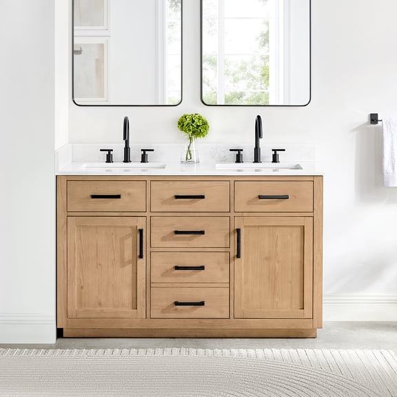Altair 557054-LB-GW-NM Gavino 54" Free Standing Double Basin Vanity Set - Brown