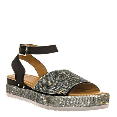 

Women s Platform Sandals Hollowed PU Shoes with Plus Size for Outdoor School Performances Black 37