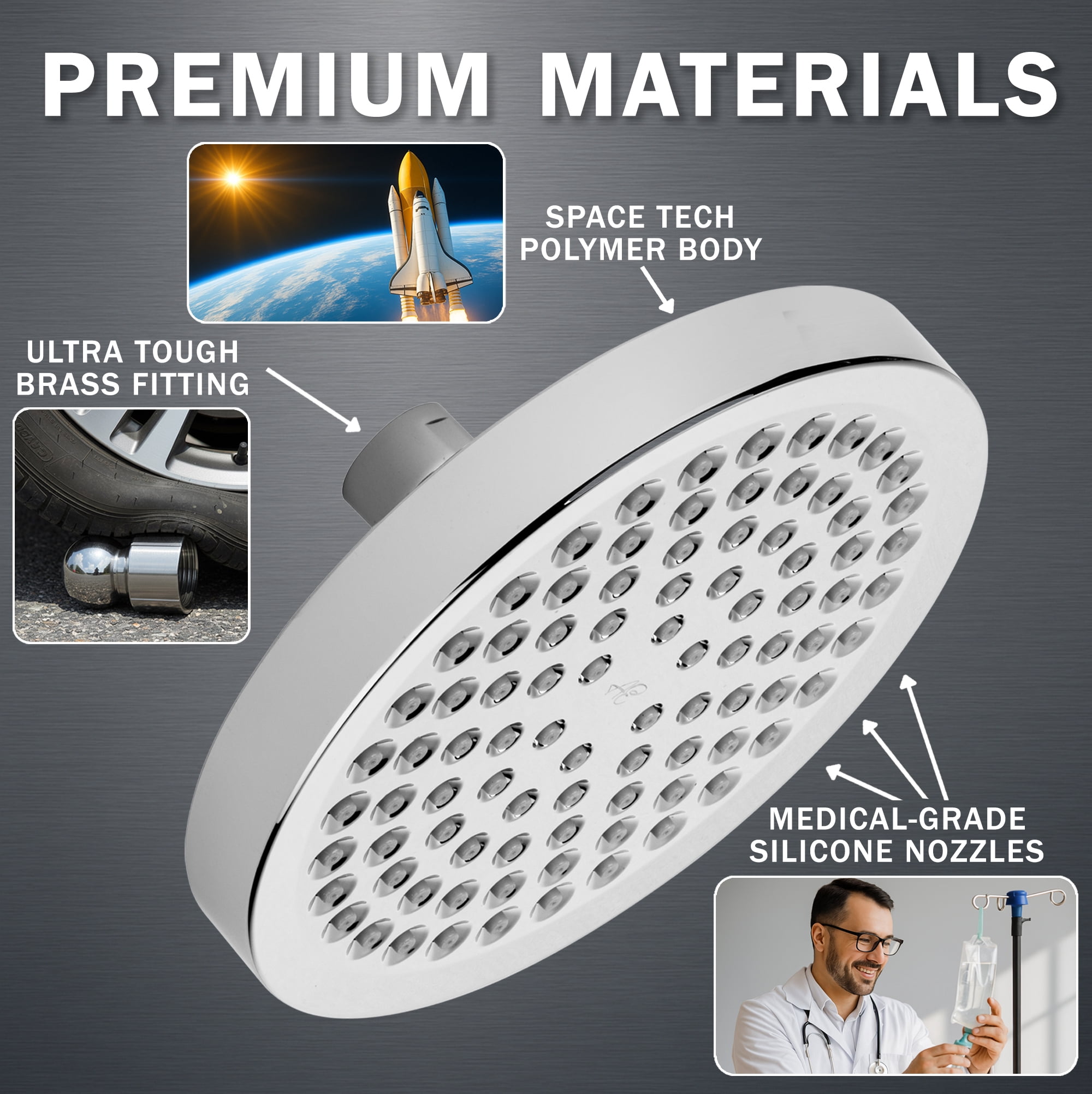 Aqua Elegante High Pressure Rain Shower Head for Low Flow Showers - 2.5 GPM - Polished Chrome