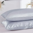 thumbnail image 2 of PULLIMORE 2 Pcs Silk Stain Pillowcase Pillow Case Cover Standard King Queen Cushion Covers for Hair and Skin (King, 20 x 40 inch, Gray), 2 of 10