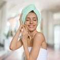thumbnail image 2 of Microfiber Hair Towel Wrap, Hair Turban Towel Super Absorbent Twist Turban Dry Hair Caps with Buttons Bath Loop Fasten Salon Dry Hair Hat - By Exec-U-Gift, 2 of 6