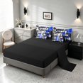 thumbnail image 4 of Manfei Abstract Geometric Full Size Bedding Sets, Watercolor Artwork Full Size Bed in a Bag, Blue, Black and White, Black Reversible 7 Pieces, 4 of 6