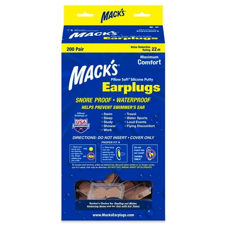 Mack's Pillow Soft Silicone Earplugs - 200 Pair Dispenser - The Original Moldable Silicone Putty Ear Plugs for Sleeping, Snoring, Swimming, Travel, Concerts and Studying (Beige)