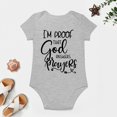 thumbnail image 4 of I’m Proof That God Answers Prayers - Baby Clothes - Funny Newborn Bodysuit Outfits for Boys And Girls Gray-style-1 9months, 4 of 7