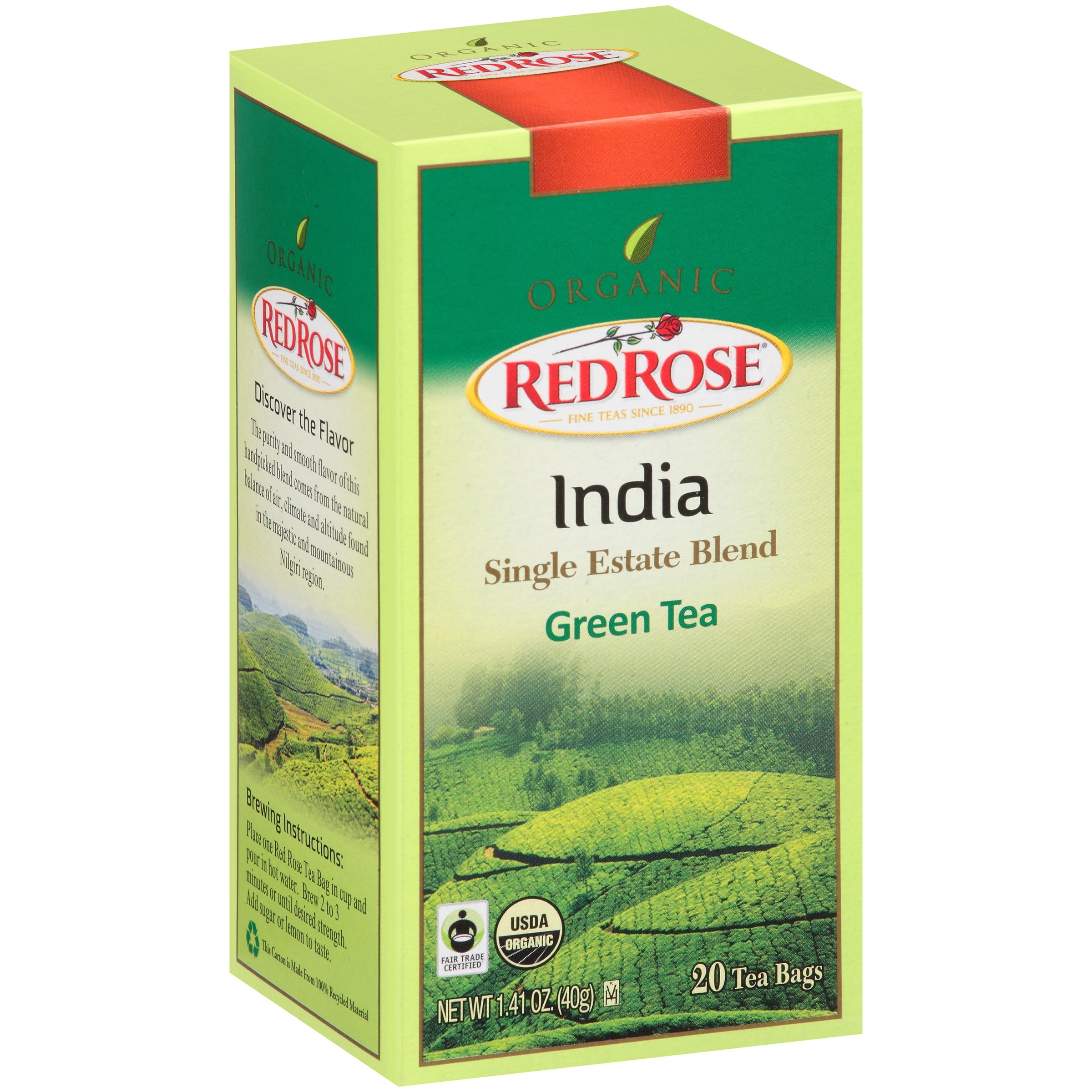 Red Rose® Organic India Single Estate Blend Green Tea 20 ct. Box