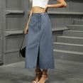 thumbnail image 5 of Akafmk Plus Size Womens Jean Skirts,Womens Denim Skirts,Solid Color High Waisted Straight Skirts Loose Fitting Vacation Beach Long Skirts, 5 of 5