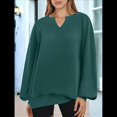 thumbnail image 4 of Sudaderas de Mujer, Camisetas de Larga con Cuello en V, Camisetas Básicas Informales para Otoño e Invierno. Verde XL, 4 of 10