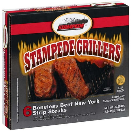Stampede Grillers 6 Boneless Beef New York Strip Steaks, 37.75 Oz
