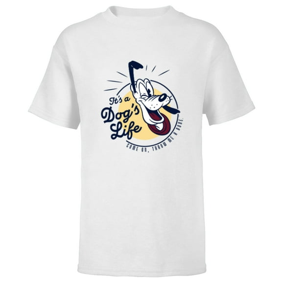 Disney Pluto It’s a Dog’s Life Retro Vintage - Short Sleeve T-Shirt for Kids - Customized-White