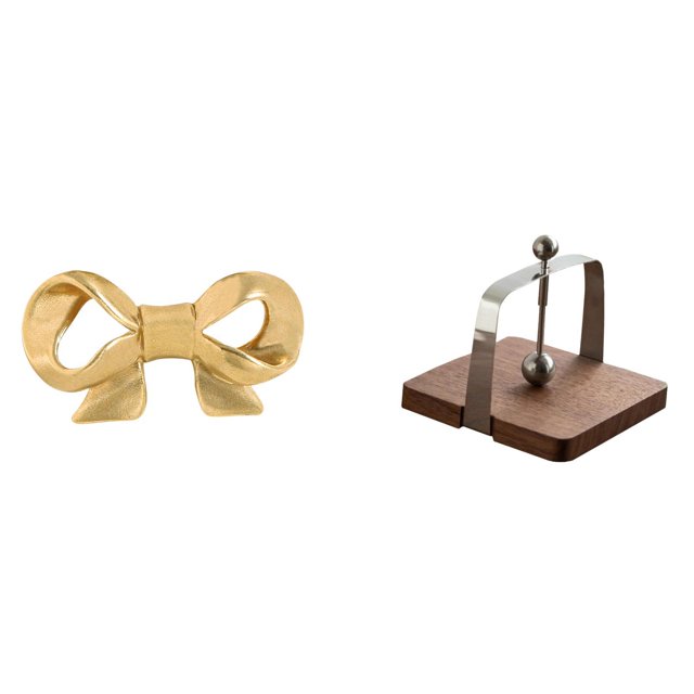 Tirador de latón con forma de lazo para muebles, organizador de mesa, armarios, cajones y otros espacios. Fabricado en madera de nogal. Ideal para arm