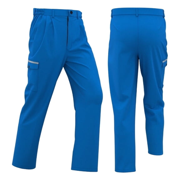 Glisme Men's Trousers Solid Color Elastic Waist With Pockets Summer Breathable Men Cargo Pants Size L Blue