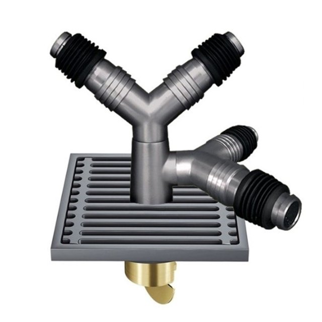 Drenaje de piso for lavadora de cobre de 3/4/5/6 vías, conector de baño Drenaje de piso a prueba de olores a prueba de desbordamiento