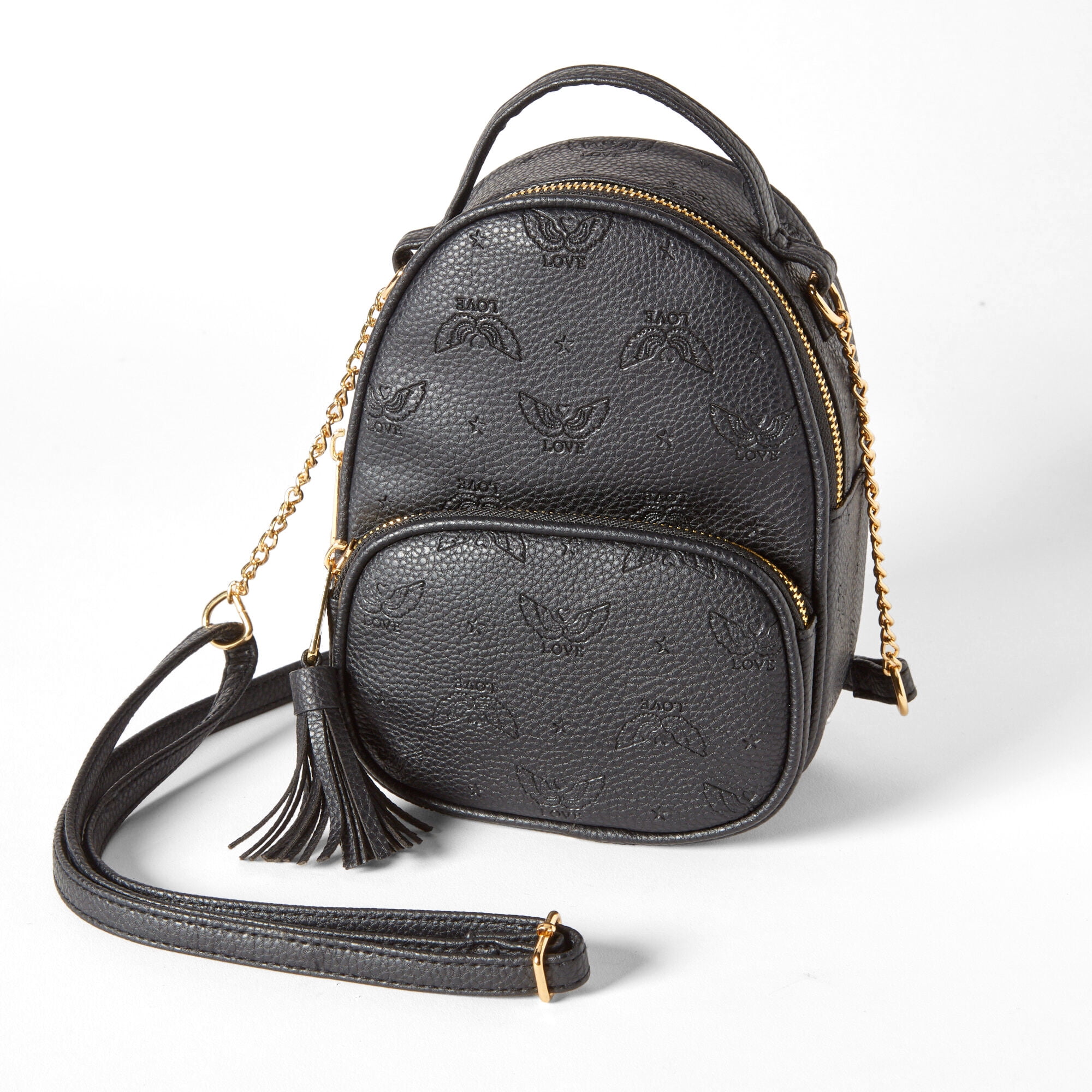 Claire s Small Backpack Purse Cute Backpack For Little Girls Teens And Women Love Angel Wings Small Crossbody Backpack Black Black One Size