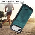 thumbnail image 5 of Case for iPhone Air, Premium PU Leather + TPU Protective Back Cover with Card Slots Finger Ring Kickstand Magnetic Closure Shockproof Drop Protective for iPhone Air, Green, 5 of 9