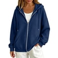 thumbnail image 2 of Oversized Zip Up Hoodie For Women Casual Long Sleeve With Pockets Sweatshirts Fall Winter Track Jackets, 2 of 5
