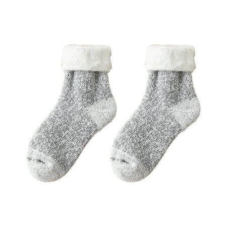 

harmtty 1 Pair More Thicken Warm Keeping Women Socks Wool Blend Practical Good Woven Winter Socks for Daily Wear Light Grey