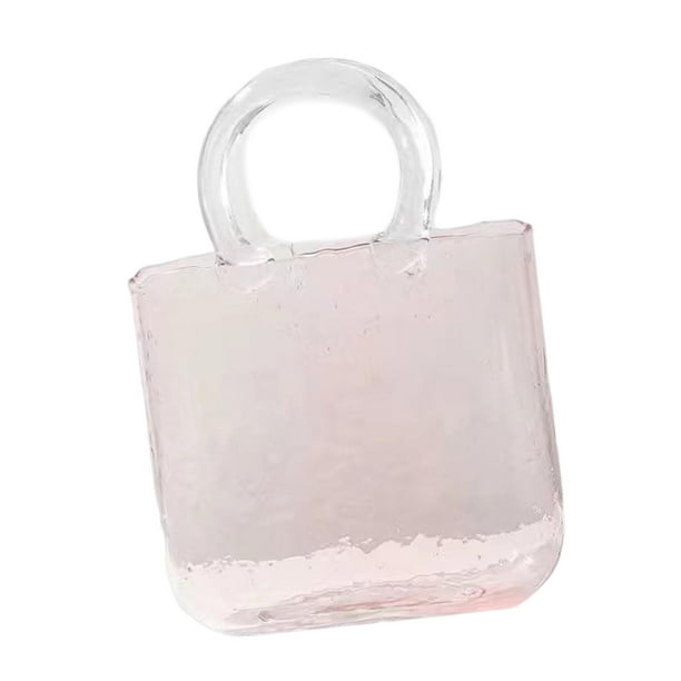 Jarrón de vidrio moderno, jarrón, jardinera, terrario, forma de bolso, arreglo floral para rosa