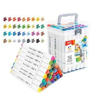 Plumones Doble Punta Base Alcohol Marcadores Deli 36pza