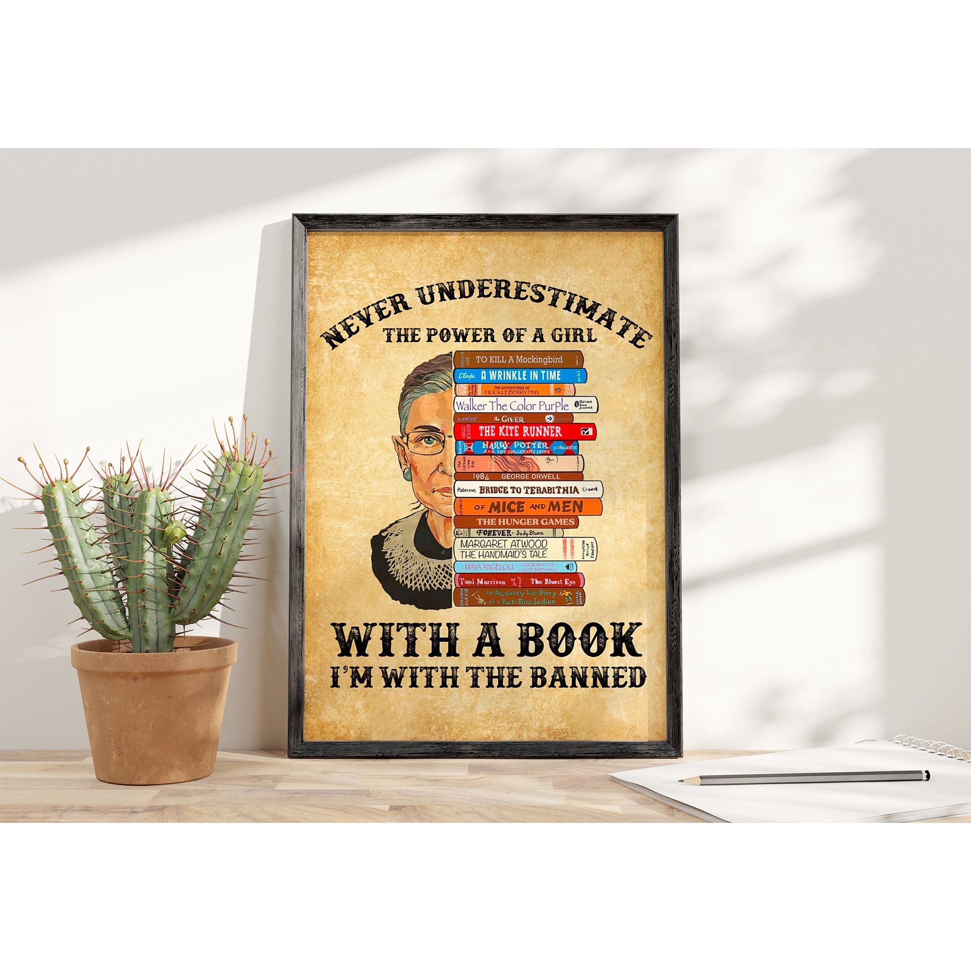 Banned Books Rbg Book Lovers Librarian Reading Lover Book Decorative Wall Art Poster , Poster Print Only