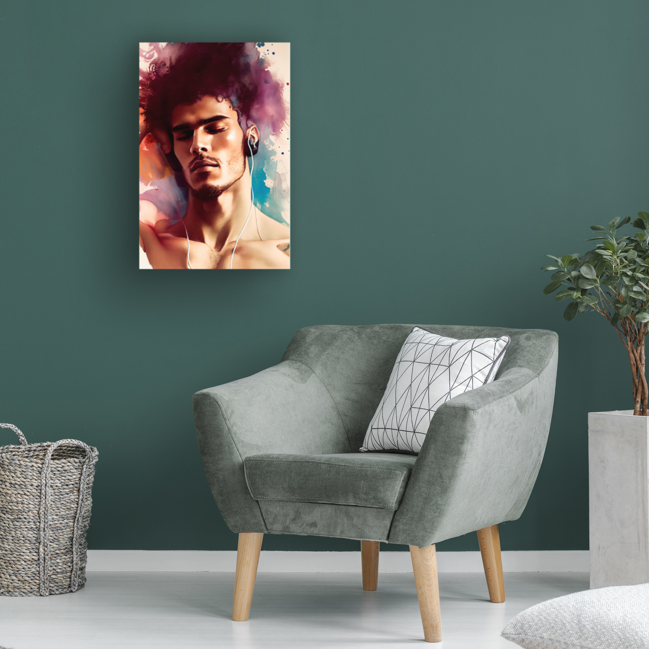 Canvas Wall Art - Sasha 'Music Man II' Wall Art for Living Room, Bedroom, or Office Décor by Trademark Fine Art - 30 x 47 Inches