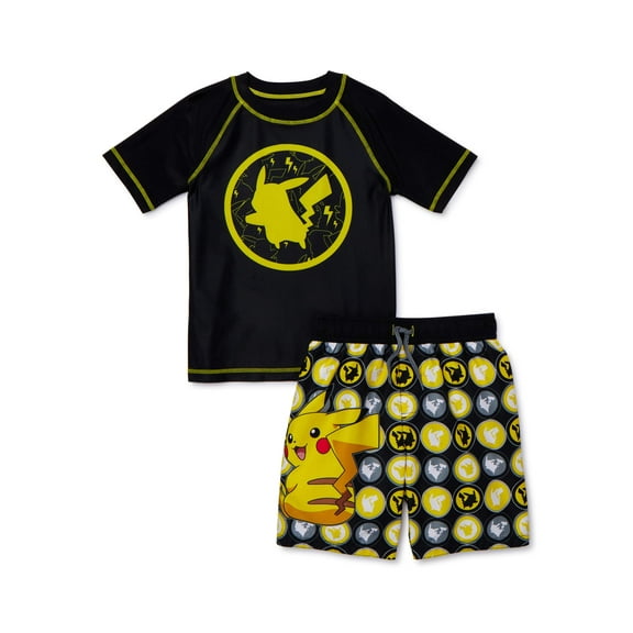 Pokemon Swim Trunks And Rash Guard Set Boy Size 7
