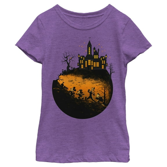 Girl's Mickey & Friends Halloween Haunted Mansion  Graphic Tee Purple Berry X Large