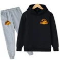 thumbnail image 3 of Conjunto de 2 piezas de sudadera y pantalón con estampado de dibujos animados de dinosaurios de Jurassic World para niños y niñas, moda de otoño y primavera, 3 of 5