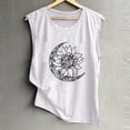 thumbnail image 3 of SMihono Clearance Tunic Tank Tops for Women Girls Fashion Ladies Blouse Shirts Sleeveless Comfy Crew Neck Sunflower and Moon Print Loose Fit Casual Summer Trendy Female Leisure White M, 3 of 4