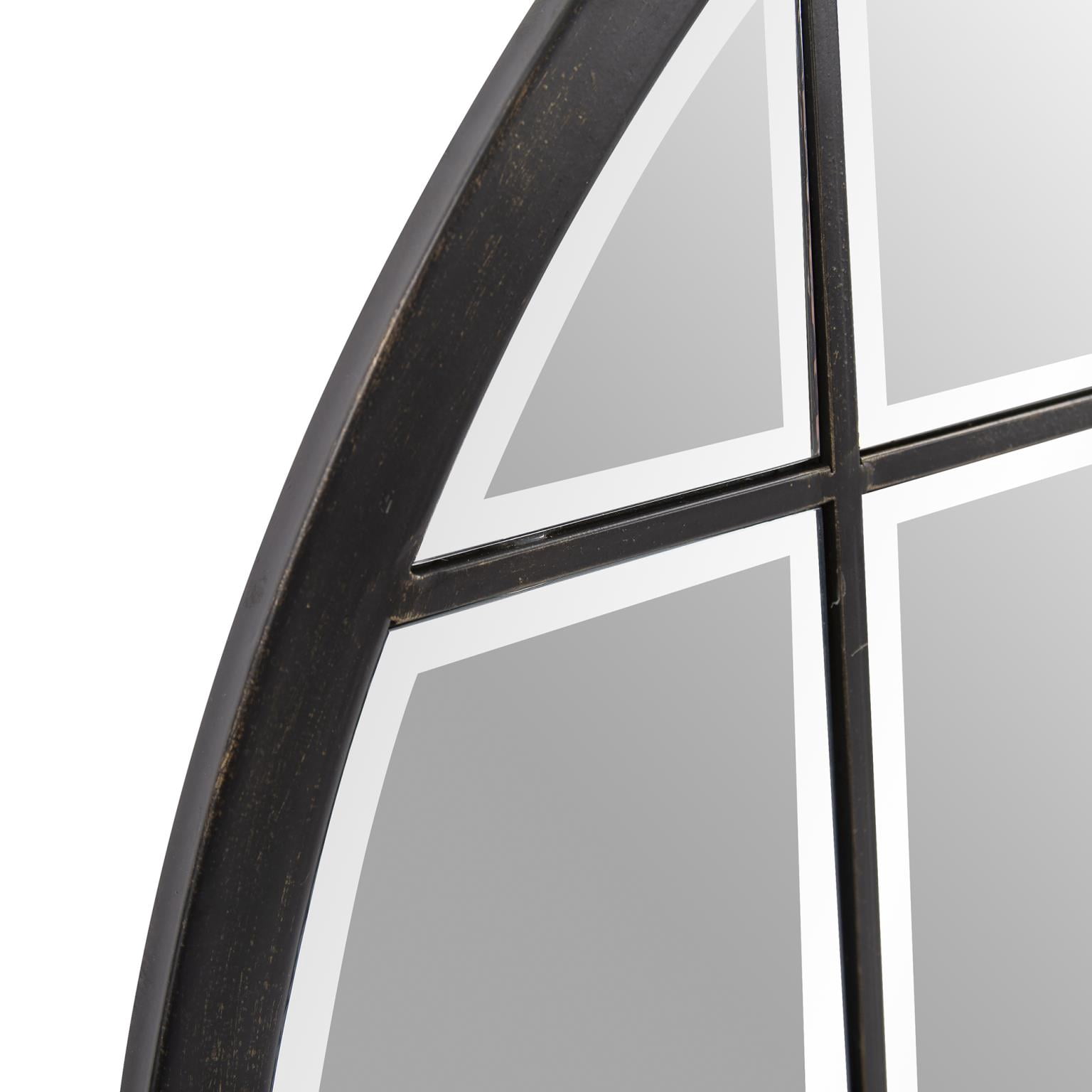 Tyler Dillon Round Bronze Wall Mirror with Metal Windowpane Frame - 36 x 36 x 0.5