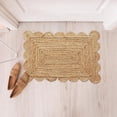 thumbnail image 4 of Hand Woven Farmhouse Jute Area Scalloped Rug Natural Scallop Pattern Jute Bohemian Base Natural Trim Rug (Natural, 2'x6'), 4 of 4