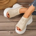 thumbnail image 4 of Rokment Womens Platform Wedges Walking Running Sandals Breathable Comfortable Mesh Hollow out Height Increasing Chunky High Heels Athletic Work Nursing Summer Shoes Beige Size 6, 4 of 8