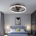 thumbnail image 3 of 20" Brown Ceiling Fan with LED Light - Modern Flush Mount Quiet Fan for Bedroom, Living Room, Home Décor, Crystal Accent Design with Remote Control, 3 of 9