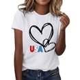 thumbnail image 6 of Htigea Patriotic Shirts for Women 4th of July Short Sleeve T-Shirts USA Heart Graphic Tees Ladies Independence Day Cotton Tops ZB White T-Shirts S, 6 of 7