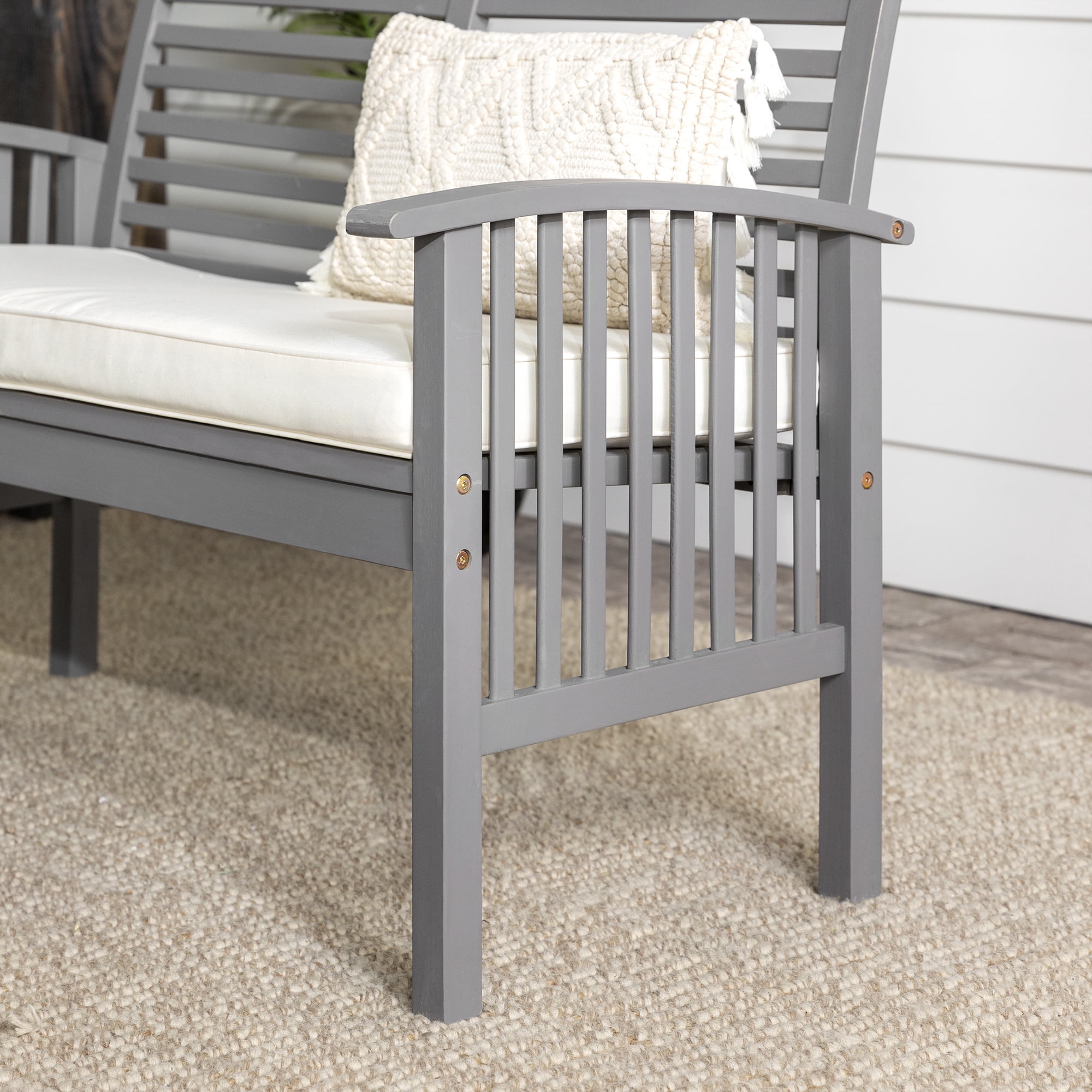 Walker Edison 48" Outdoor Patio Wood Loveseat With Cushions - Grey Wash
