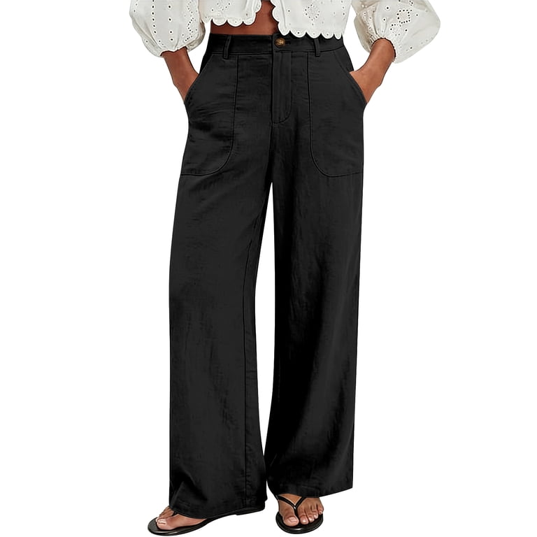 Wide Leg Dress Pants for Women Pull on Elastic Stretchy Work Pants