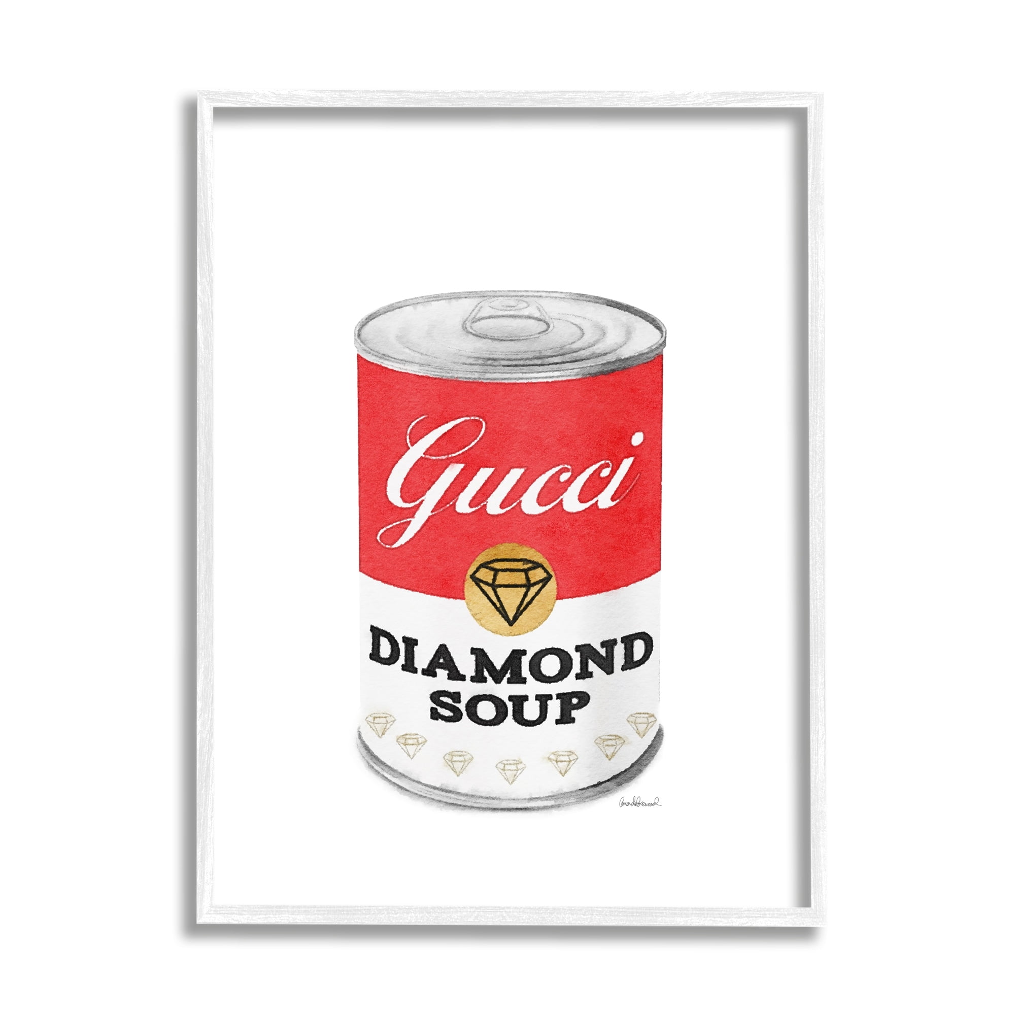 Stupell Industries Traditional Condensed Soup Can Diamond Glam Fashion Brand, 16 x 20, Design by Amanda Greenwood