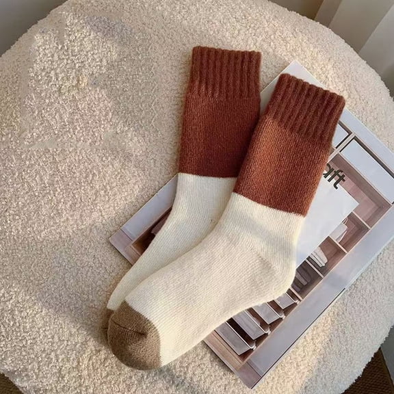 Noric 3 Pairs Women's Cotton Cable Knit Mid Calf Crew Socks Warm Elastic Casual House Breathable Vintage Textured Daily Socks