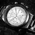 thumbnail image 3 of Reloj deportivo ultrafino de acero dorado negro para hombre, luminoso, resistente al agua, con tres ojos, imitación de seis pines, color negro, 3 of 5