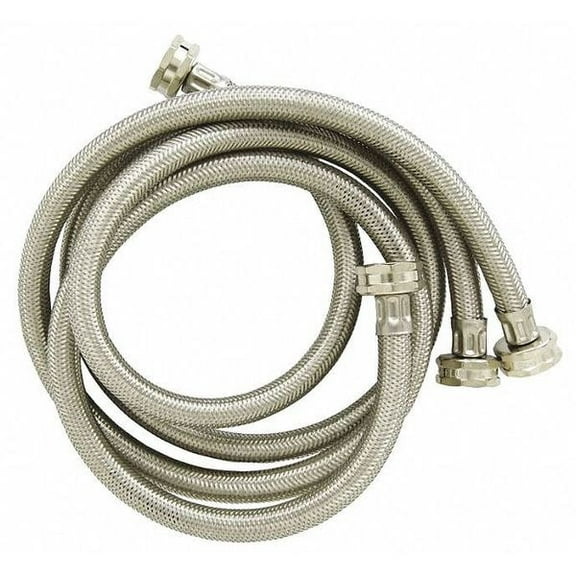 Eastman 48370 Braided Stainless Steel Washing Machine Hoses, 4 Ft Length, 2-Pack