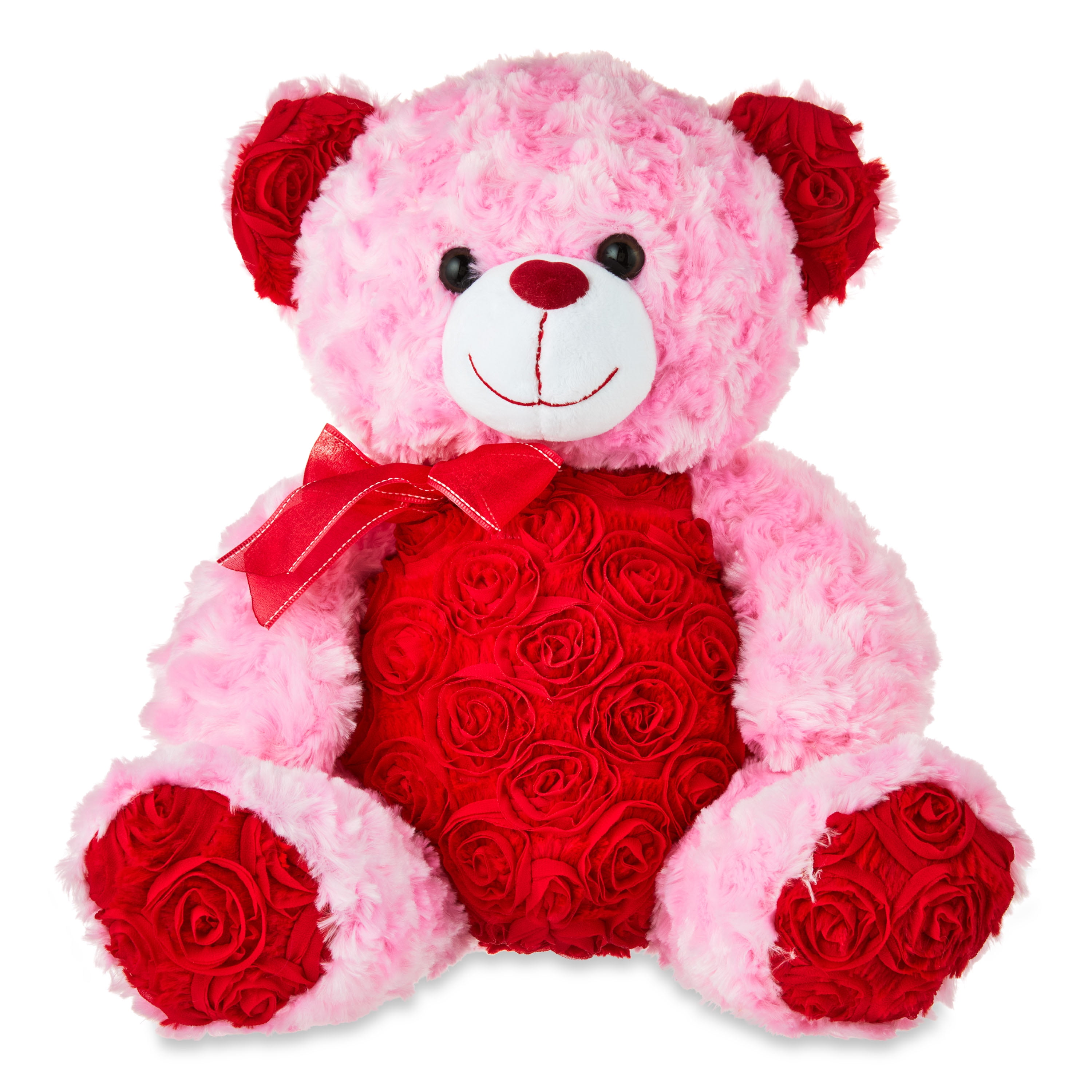 Pink and sale red teddy bear