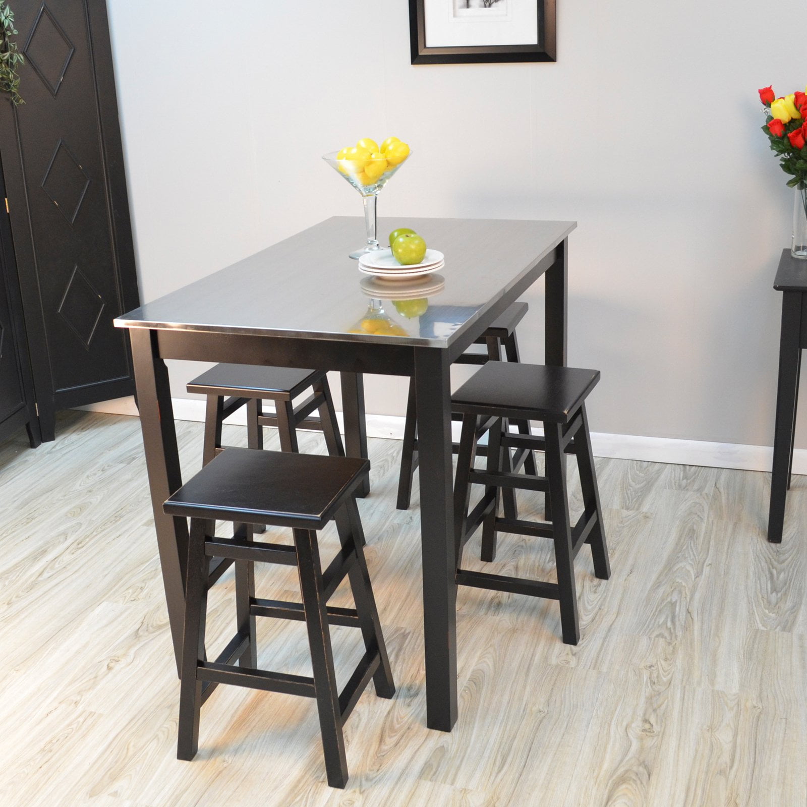 Carolina Morgan Stainless Steel Top Bar Table Black