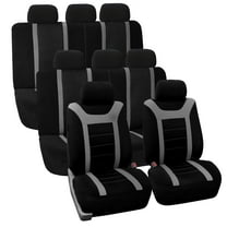 FH Group Gray and Black Airbag Compatible and Split Bench Sports 8 Seaters Car Van Seat Cover, Full Set